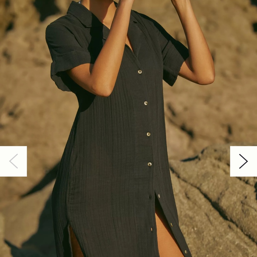 Anthropologie Black Button-Down Midi Dress/Coverup with keyhole in back of dress